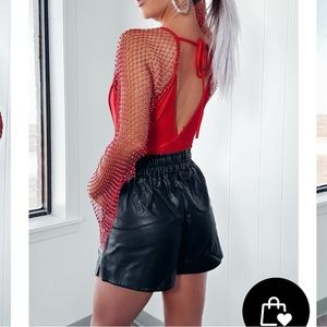 Bar T boutique sequin mesh sleeve body suit